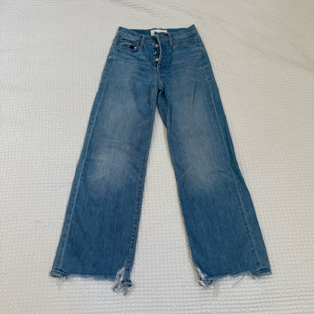 MOTHER Superior - Flare Wide Leg Jeans in Light Blue